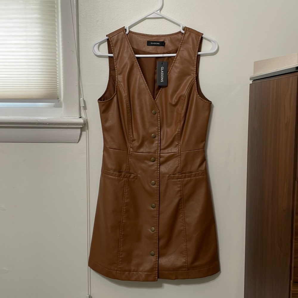Glassons Faux Leather Button Up Dress